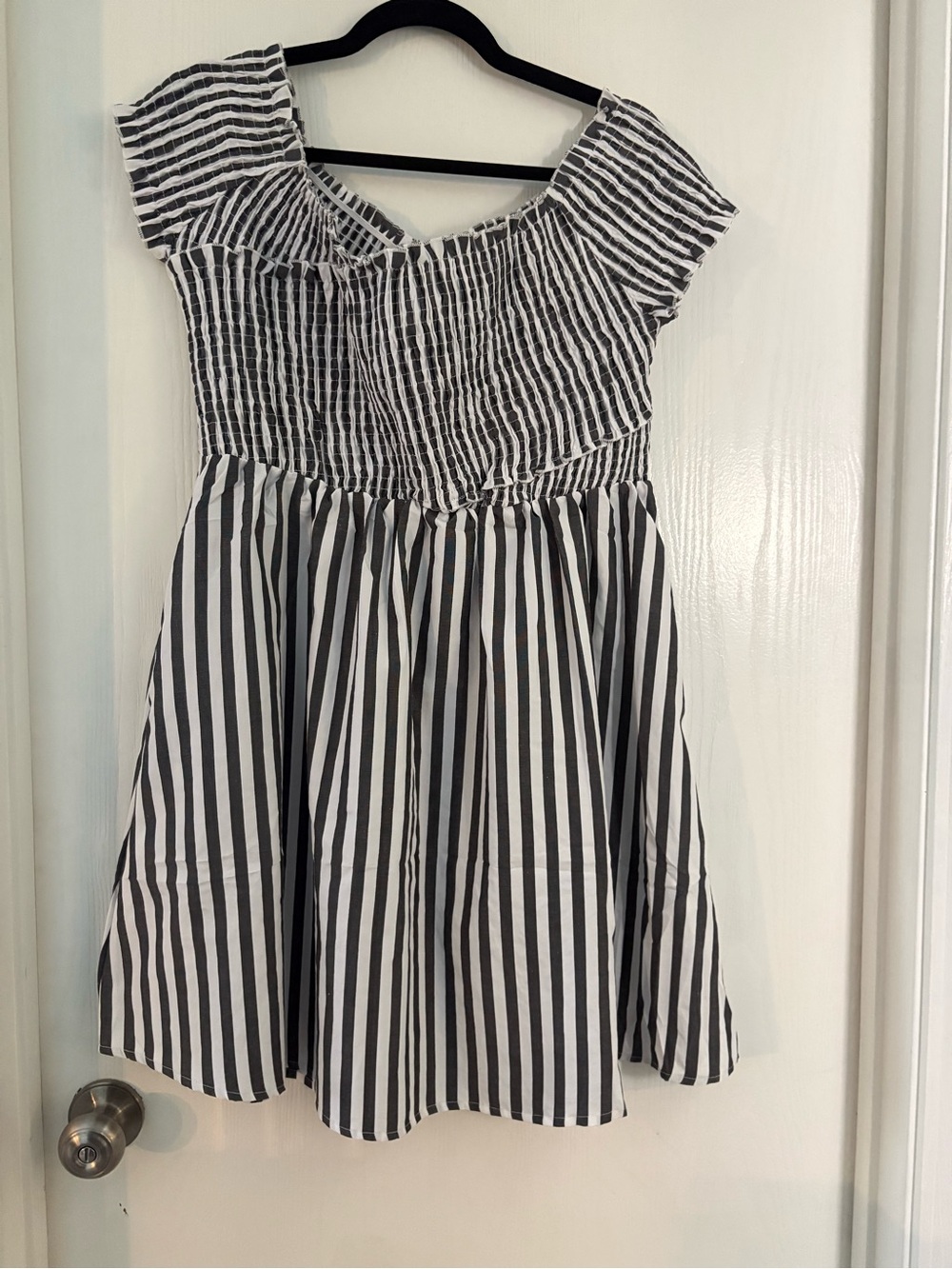Women’s Gray and White Short Striped Summer Dress From Cupshe, XL